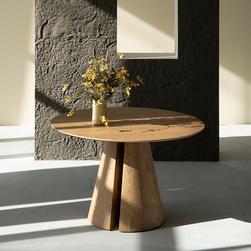 Isabeau Ronde Eettafel en 4 Grove Eetkamerstoelen [Eetkamerset]