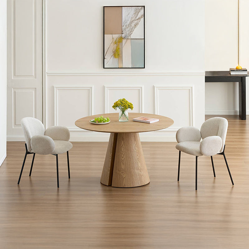 Isabeau Ronde Eettafel en 4 Harlow Eetkamerstoelen [Eetkamerset]