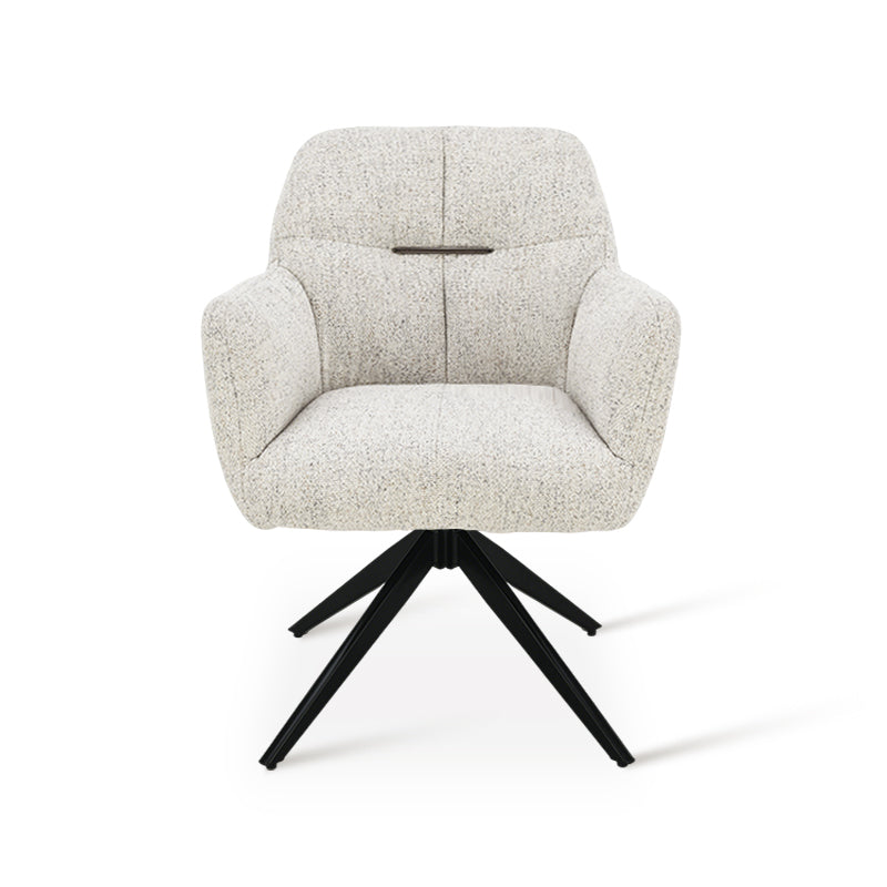 Sona 360° Draaibare Eetkamerstoel [Beige] [Set van 1] [Linnen Stof]