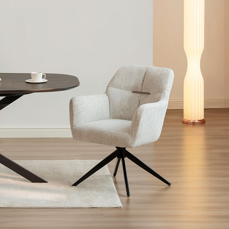 Sona 360° Draaibare Eetkamerstoel [Beige] [Set van 1] [Linnen Stof]