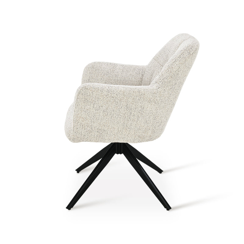 Sona 360° Draaibare Eetkamerstoel [Beige] [Set van 1] [Linnen Stof]