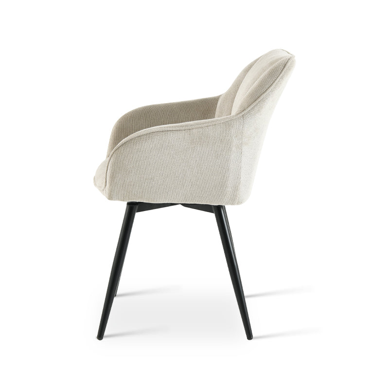 Armlehnenstuhl Sienna [2er Set] [Leinen Stoff][360-Grad-Drehteller] ofcasafurniture DE