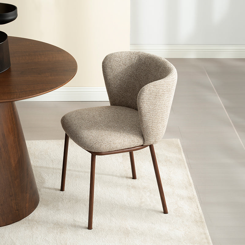 Ronde eettafel Elowen en 4 eetkamerstoelen Karin in Roca [eetkamerset]