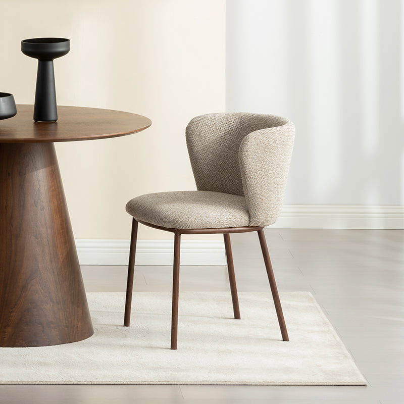 Ronde eettafel Elowen en 4 eetkamerstoelen Karin in Roca [eetkamerset]