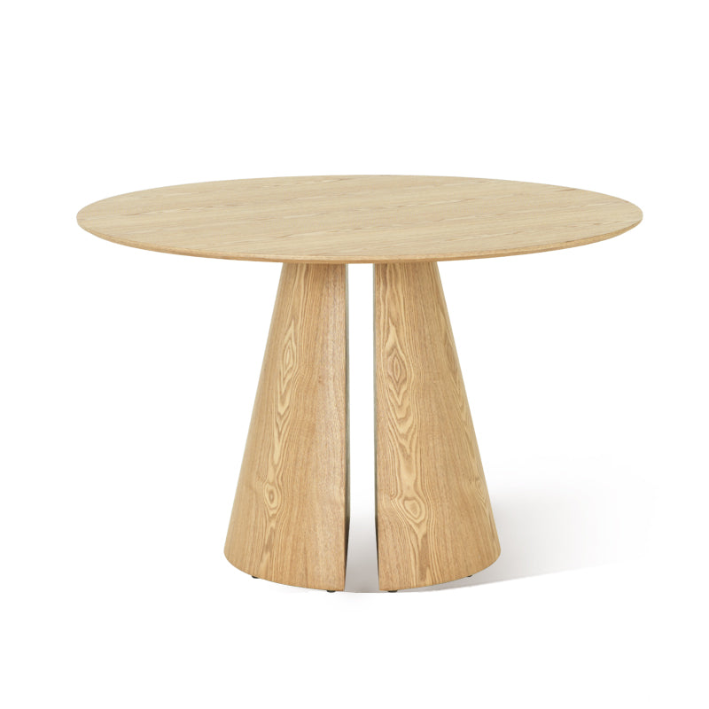 Isabeau Ronde Eettafel en 4 Grove Eetkamerstoelen [Eetkamerset]