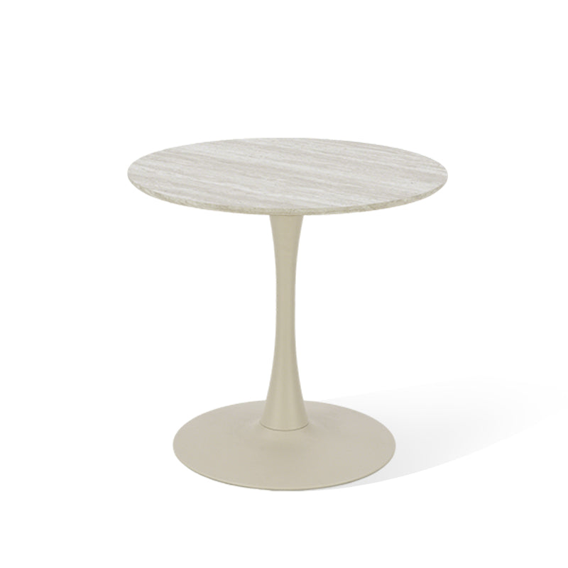 Tiana Ronde Eettafel [Travertin en Zwart Hout] [80 cm]