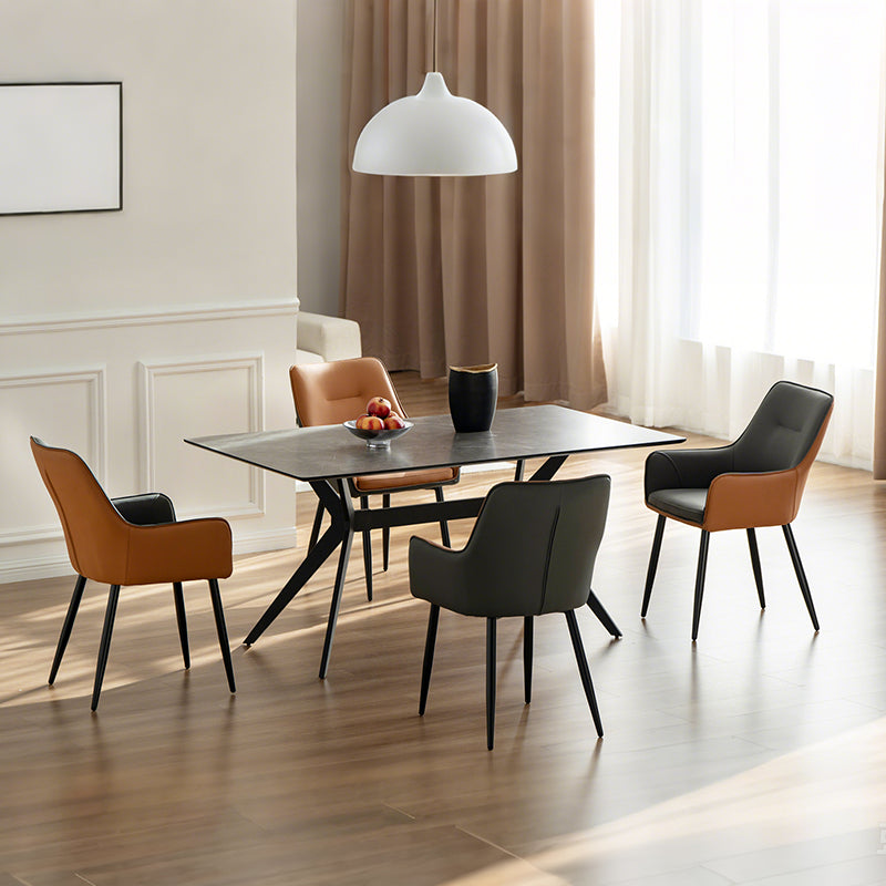 Laila Rechthoekige Eettafel en 6 Solis Eetkamerstoelen [Eetkamerset]