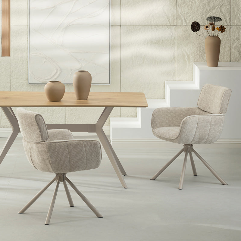 Elara 360° Draaibare Eetkamerstoel [Set van 2] [Chenille]