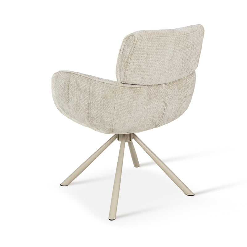 Ronde eettafel Elowen en 4 eetkamerstoelen Elara [Eetset]