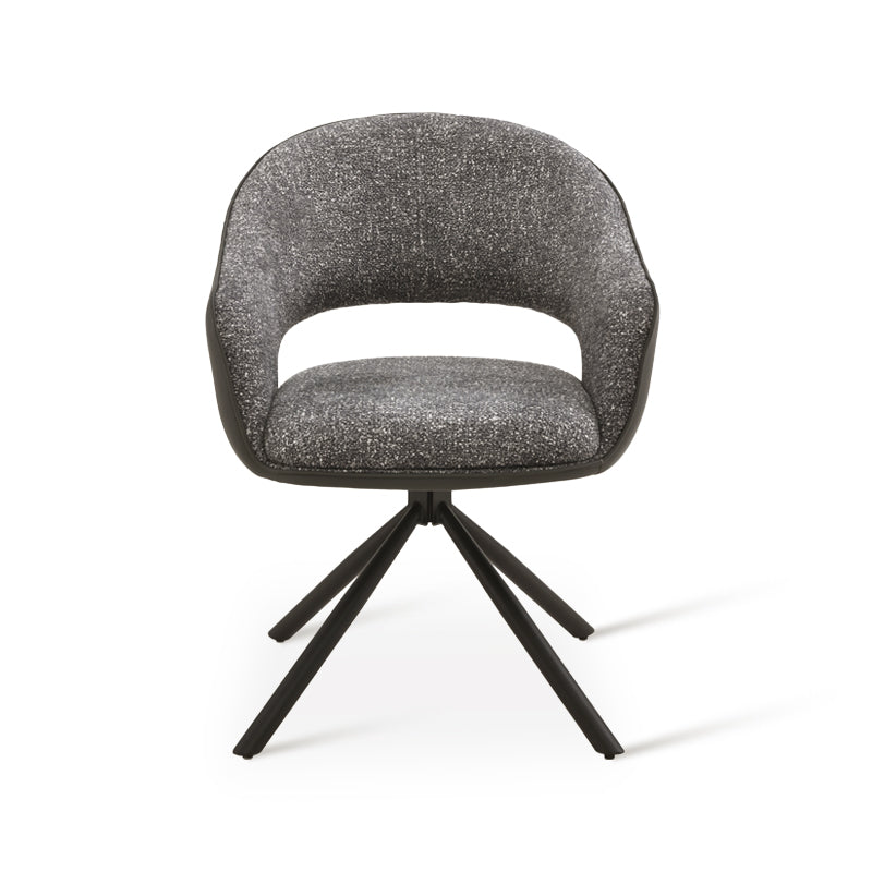 Bronywn 180° Draaibare Eetkamerstoel [Set van 2] [Linnen Stof en Imitatieleer]