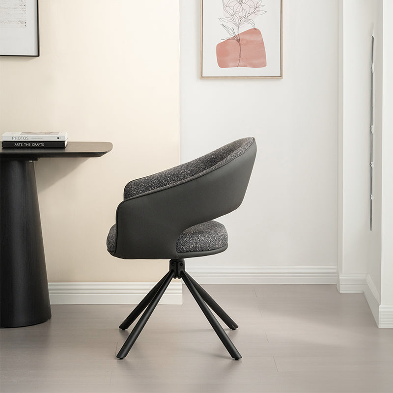 Bronywn 180° Draaibare Eetkamerstoel [Set van 2] [Linnen Stof en Imitatieleer]