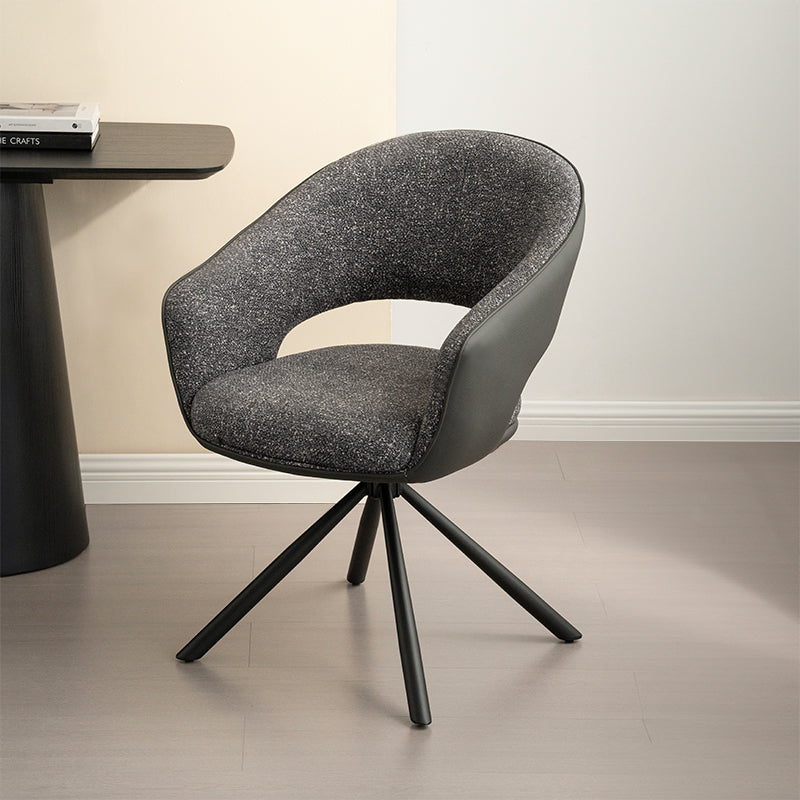 Bronywn 180° Draaibare Eetkamerstoel [Set van 2] [Linnen Stof en Imitatieleer]