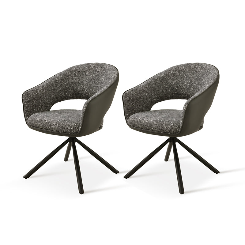 Bronywn 180° Draaibare Eetkamerstoel [Set van 2] [Linnen Stof en Imitatieleer]