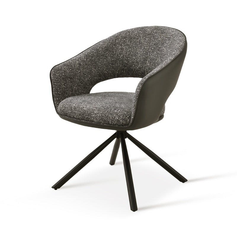 Bronywn 180° Draaibare Eetkamerstoel [Set van 2] [Linnen Stof en Imitatieleer]