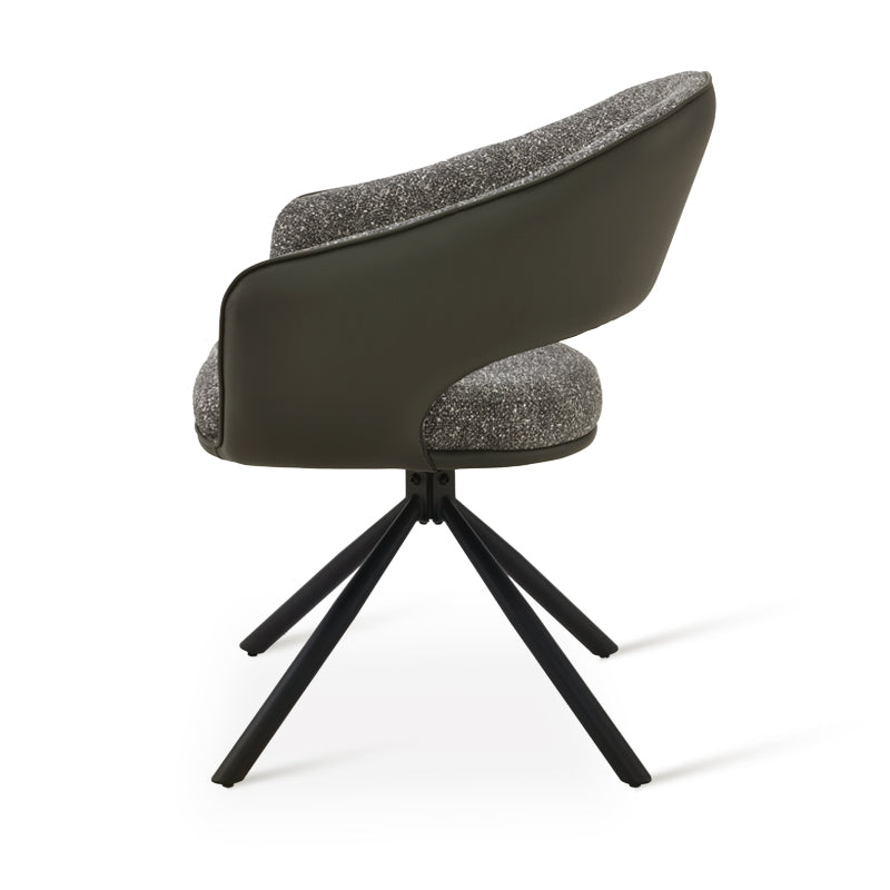 Bronywn 180° Draaibare Eetkamerstoel [Set van 2] [Linnen Stof en Imitatieleer]