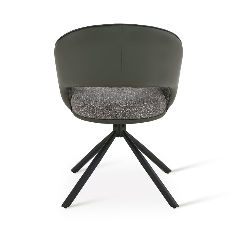 Bronywn 180° Draaibare Eetkamerstoel [Set van 2] [Linnen Stof en Imitatieleer]