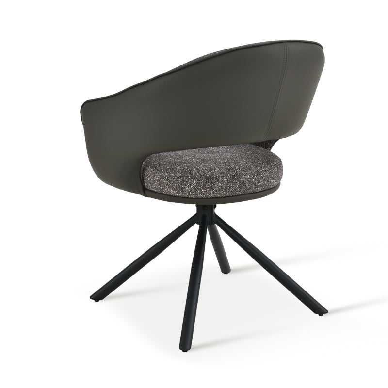 Bronywn 180° Draaibare Eetkamerstoel [Set van 2] [Linnen Stof en Imitatieleer]