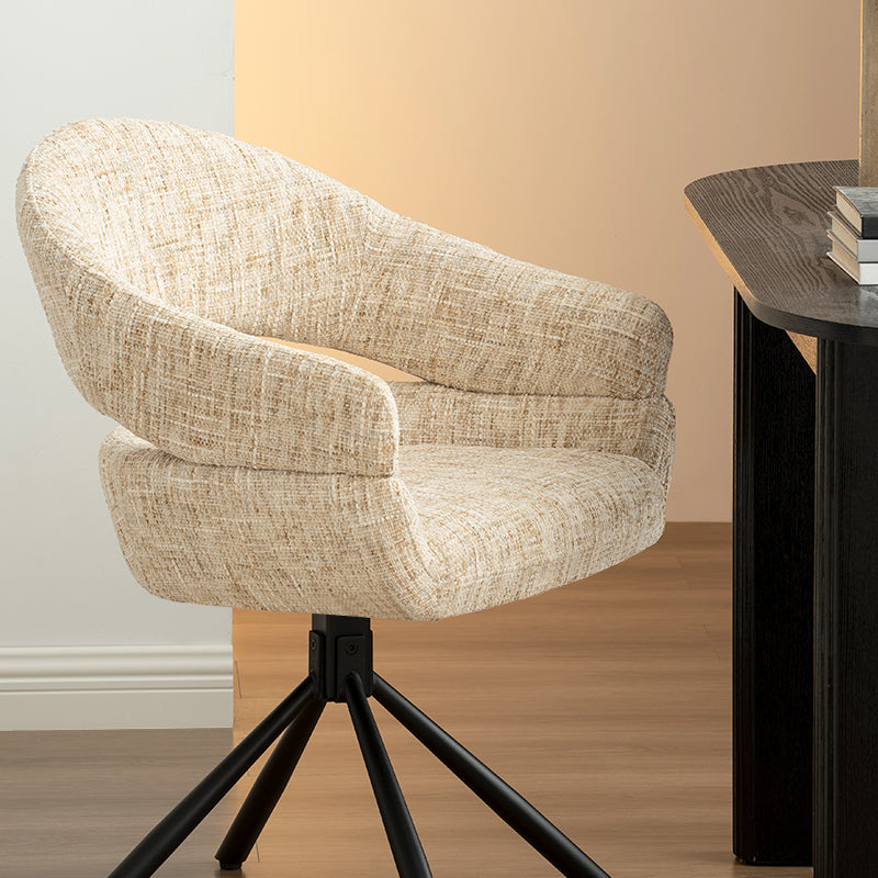 Armlehnenstuhl Briar Sleek [1er Set] [Leinen Stoff] [360-Grad-Drehteller] Ofcasafurniture DE