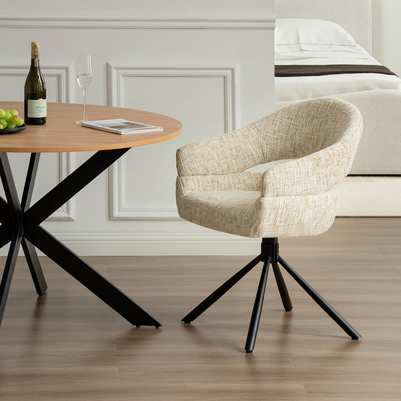 Armlehnenstuhl Briar Sleek [1er Set] [Leinen Stoff] [360-Grad-Drehteller] Ofcasafurniture DE