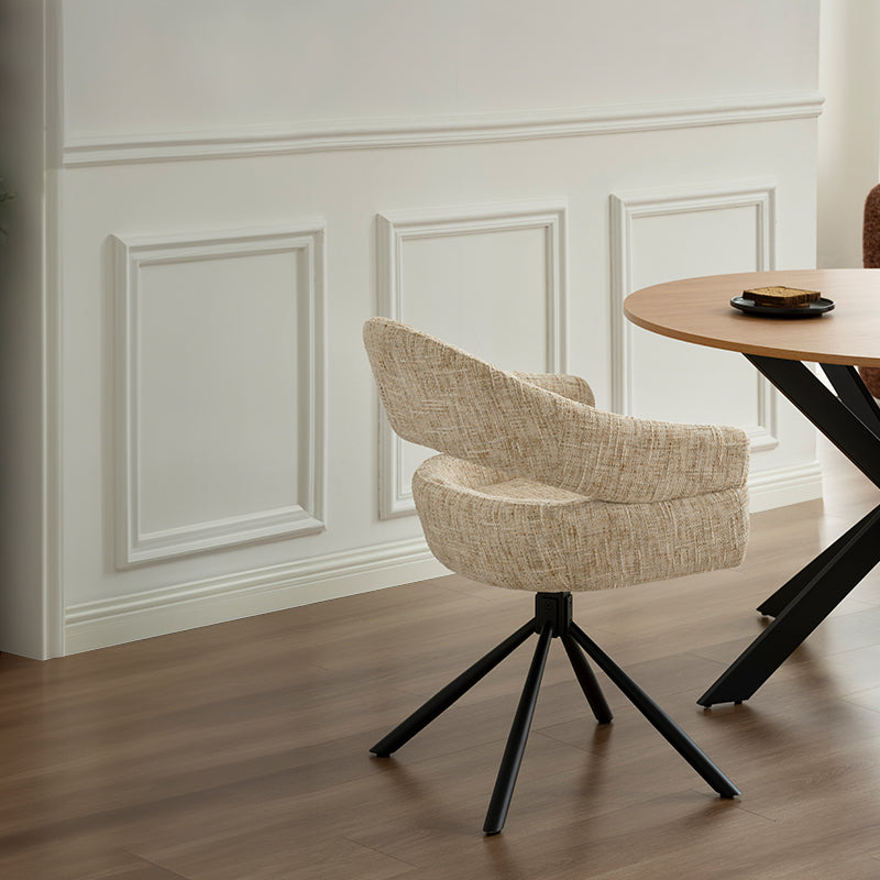 Armlehnenstuhl Briar Sleek [1er Set] [Leinen Stoff] [360-Grad-Drehteller] Ofcasafurniture DE