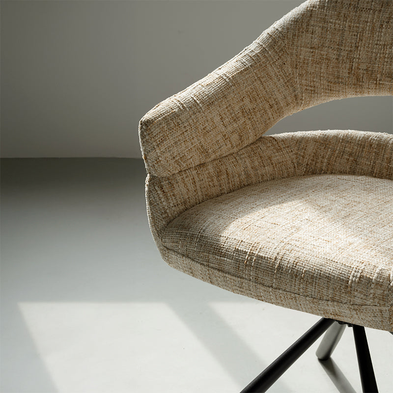 Armlehnenstuhl Briar Sleek [1er Set] [Leinen Stoff] [360-Grad-Drehteller] Ofcasafurniture DE