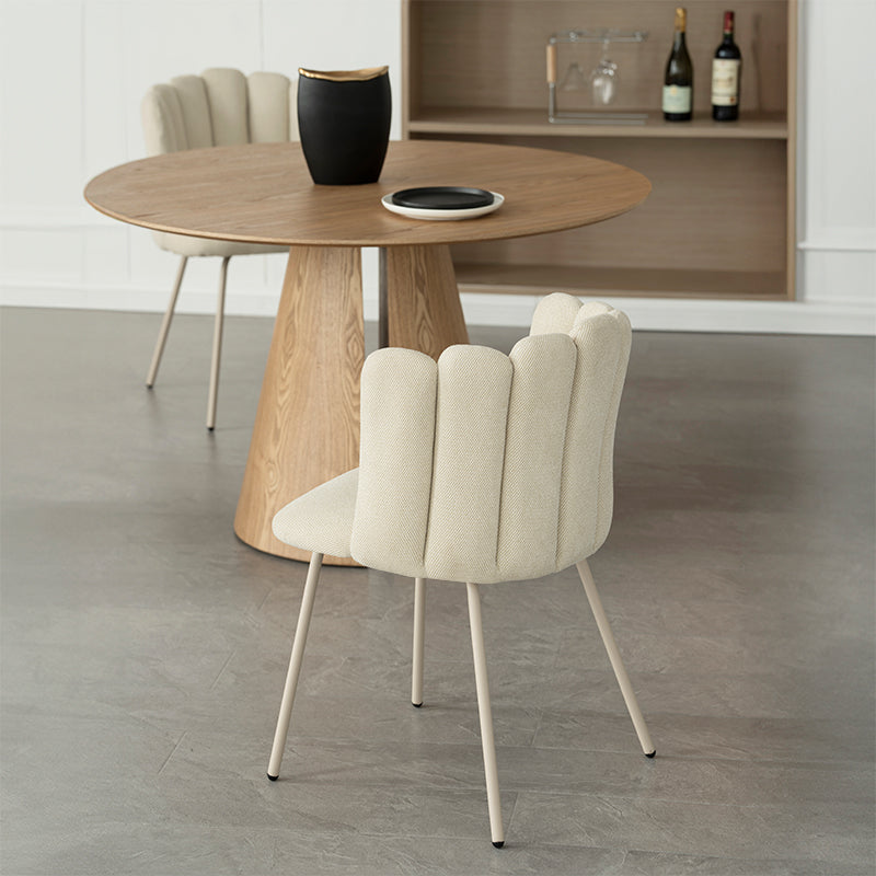 Isabeau Ronde Eettafel en 4 Grove Eetkamerstoelen [Eetkamerset]