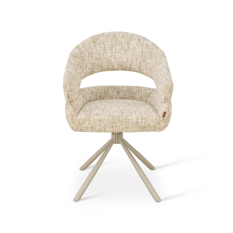 Briar Sleek 360° Draaibare Eetkamerstoel [Set van 1] [Linnen look stof]