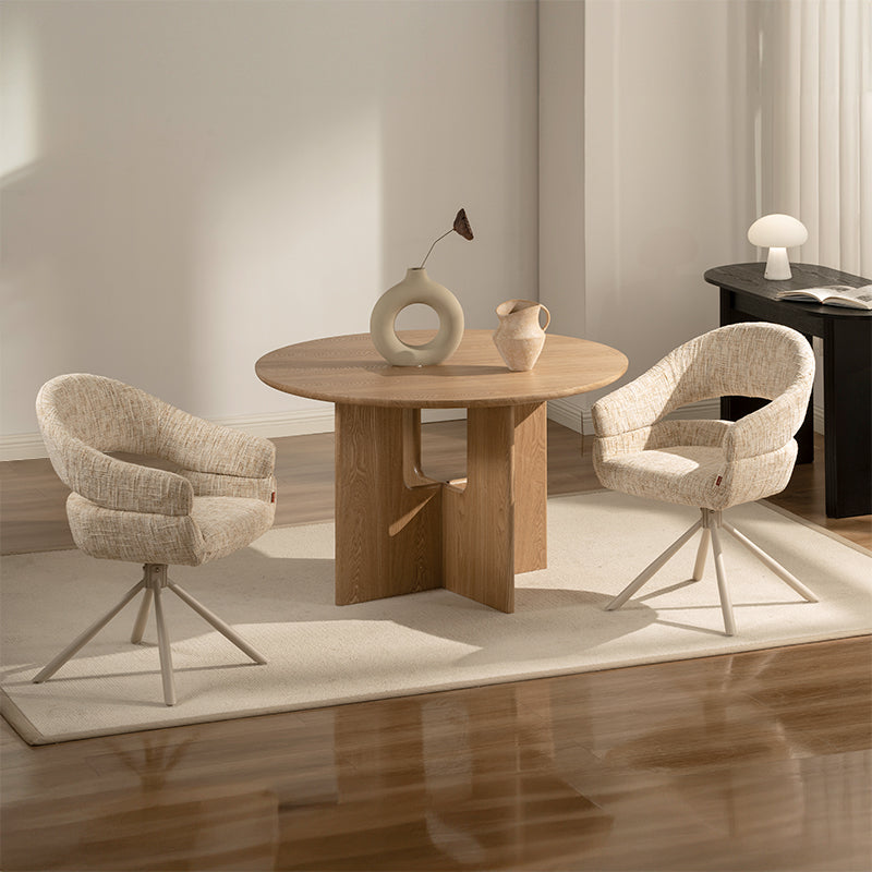Briar Sleek 360° Draaibare Eetkamerstoel [Set van 1] [Linnen look stof]