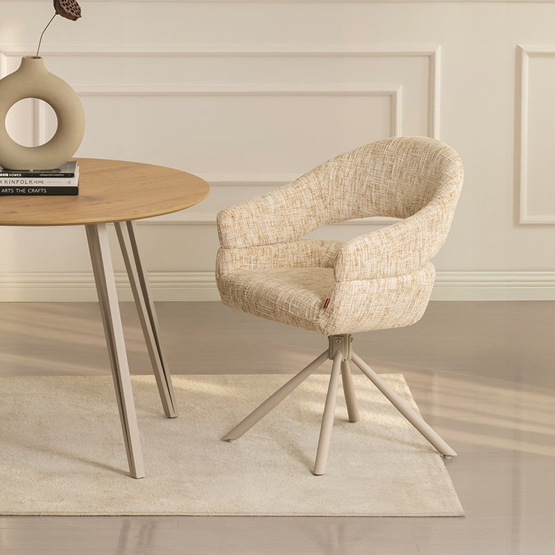 Briar Sleek 360° Draaibare Eetkamerstoel [Set van 1] [Linnen look stof]