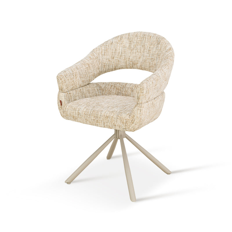 Briar Sleek 360° Draaibare Eetkamerstoel [Set van 1] [Linnen look stof]