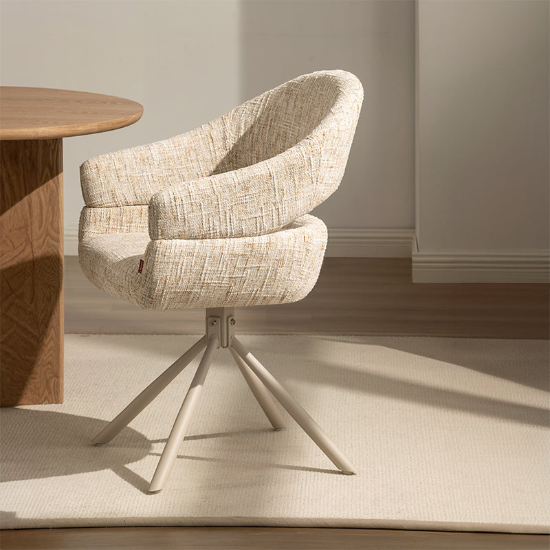 Briar Sleek 360° Draaibare Eetkamerstoel [Set van 1] [Linnen look stof]