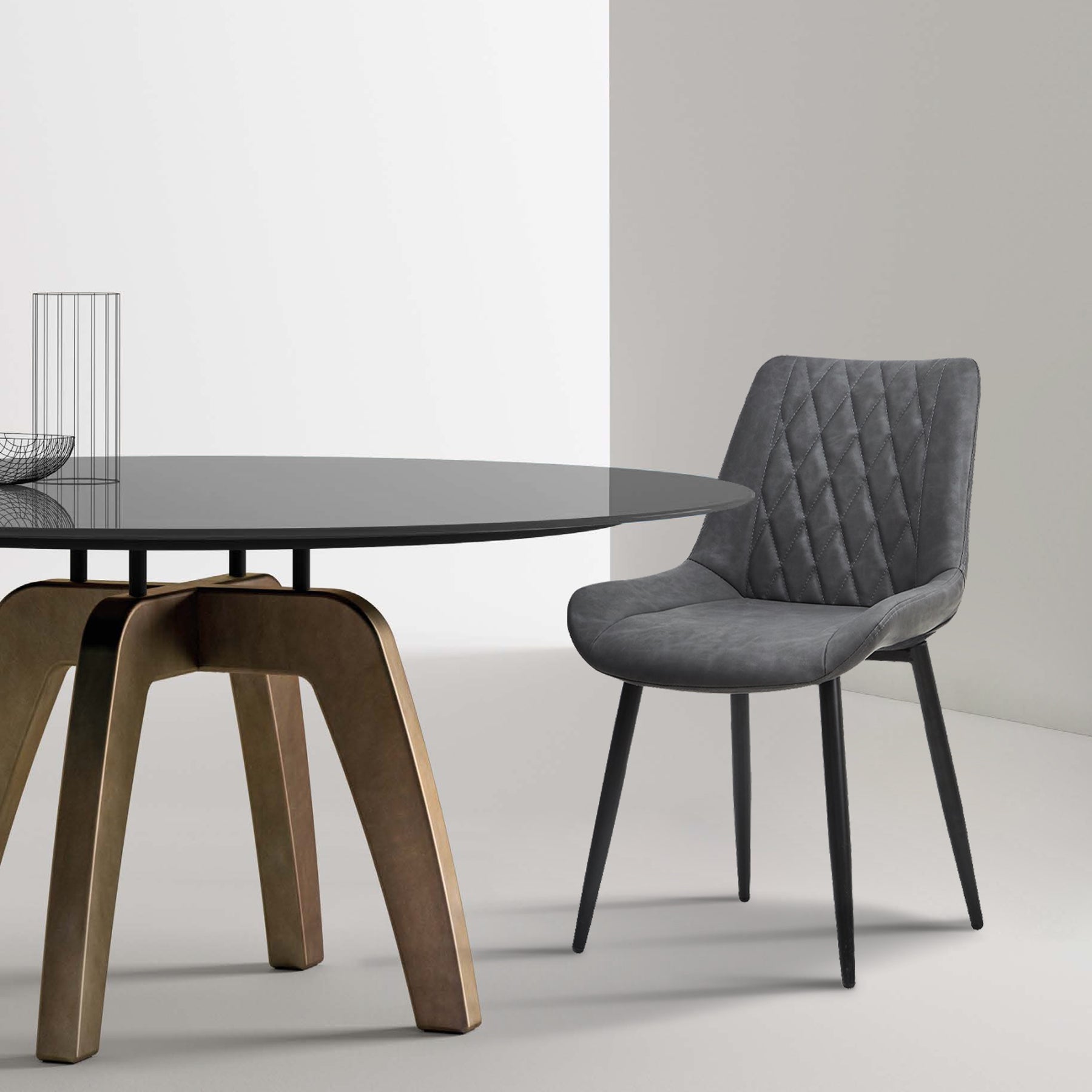 Jarvis Diamond Eetkamerstoel [Set van 2] [Kunstleer]