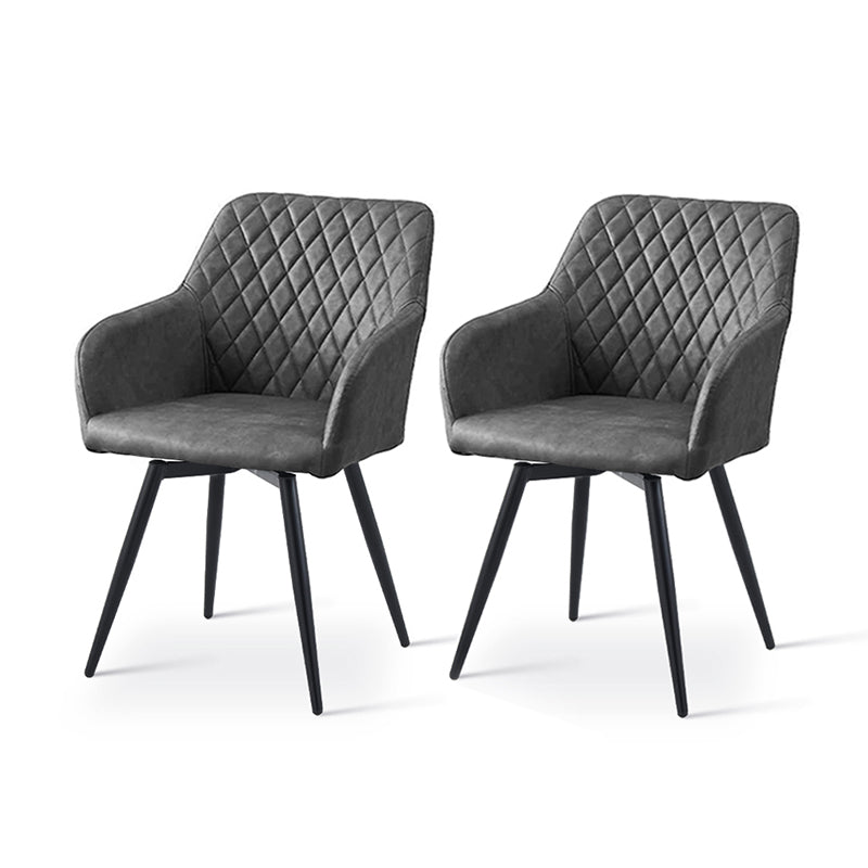 Frazer Diamond 360° Draaibare Eetkamerstoel [Set van 2] [Kunstleer] [Grijs]