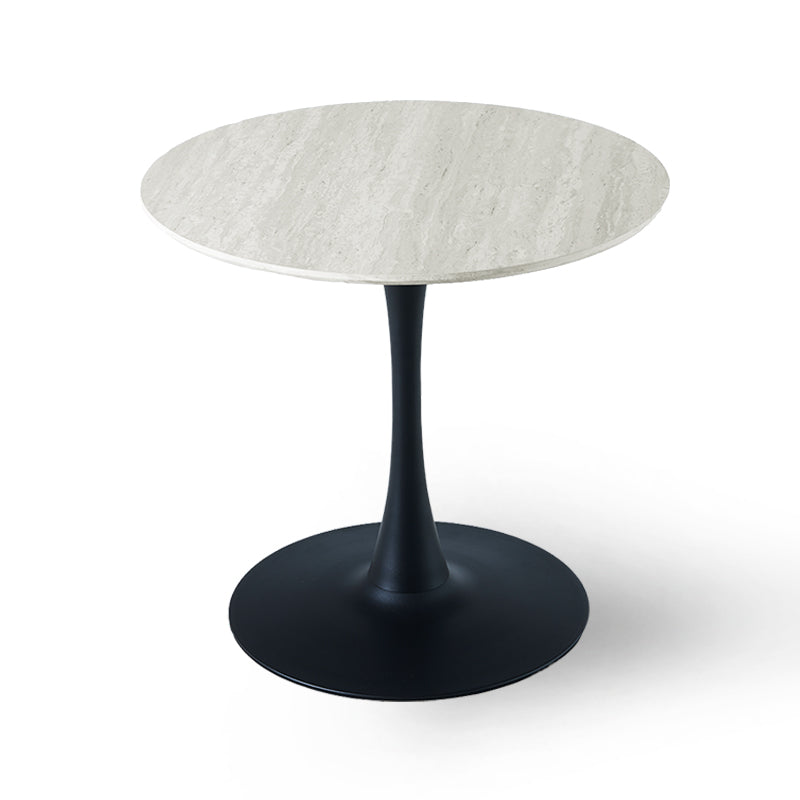 Tiana Ronde Eettafel [Travertin en Zwart Hout] [80 cm]
