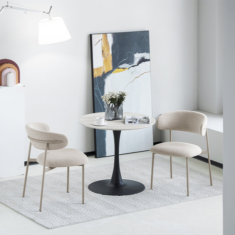 Tiana Ronde Eettafel [Travertin en Zwart Hout] [80 cm]