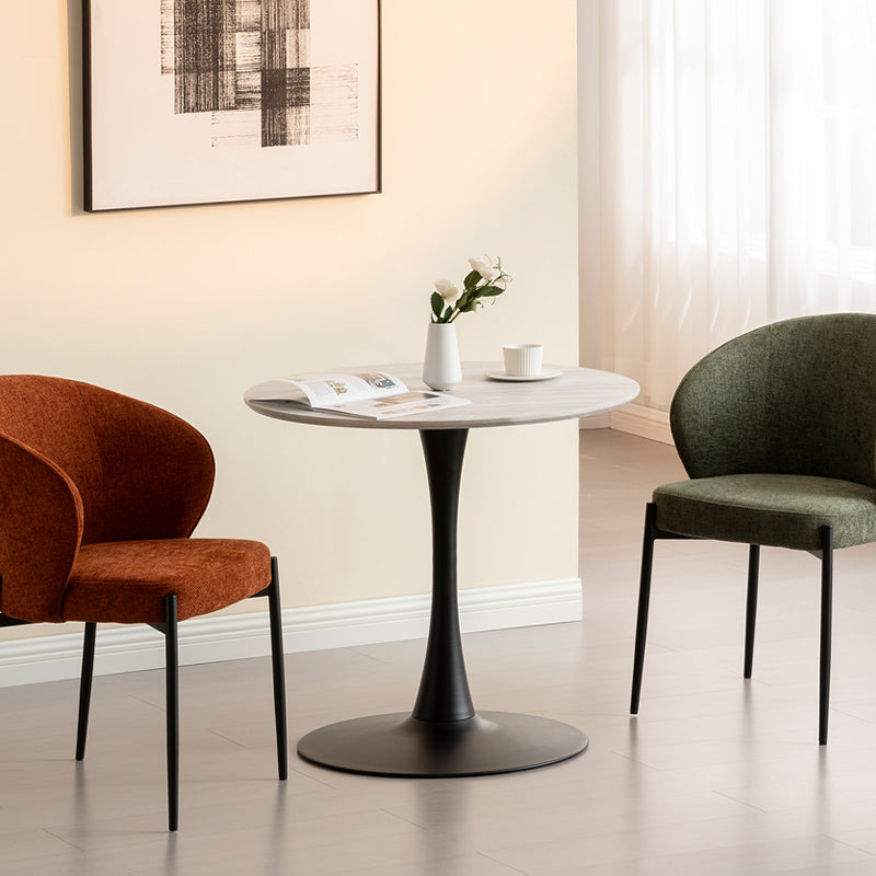 Tiana Ronde Eettafel [Travertin en Zwart Hout] [80 cm]