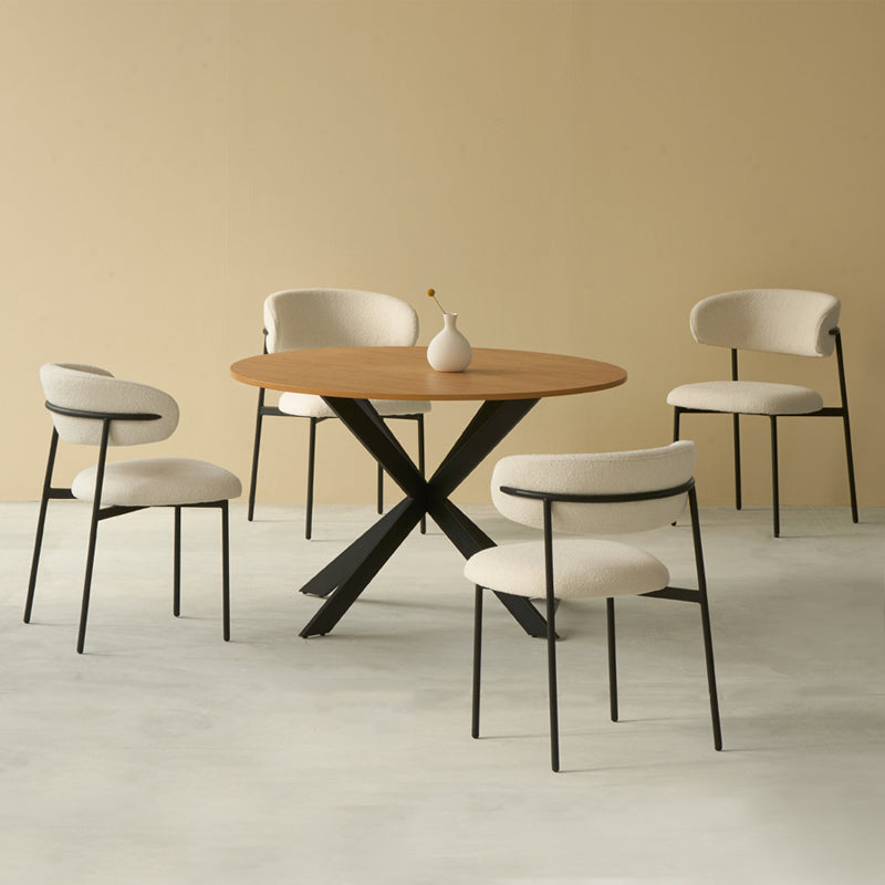 Ronde Eettafel Tilly en 4 Zahra Eetkamerstoelen [Eetkamerset]