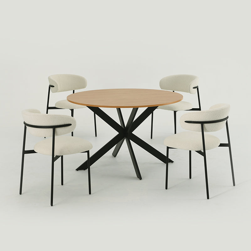 Ronde Eettafel Tilly en 4 Zahra Eetkamerstoelen [Eetkamerset]