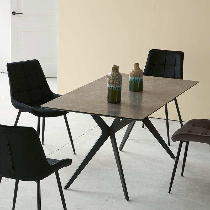 Laila Rechthoekige Eettafel [Donkergrijs Marmer] [160 cm]