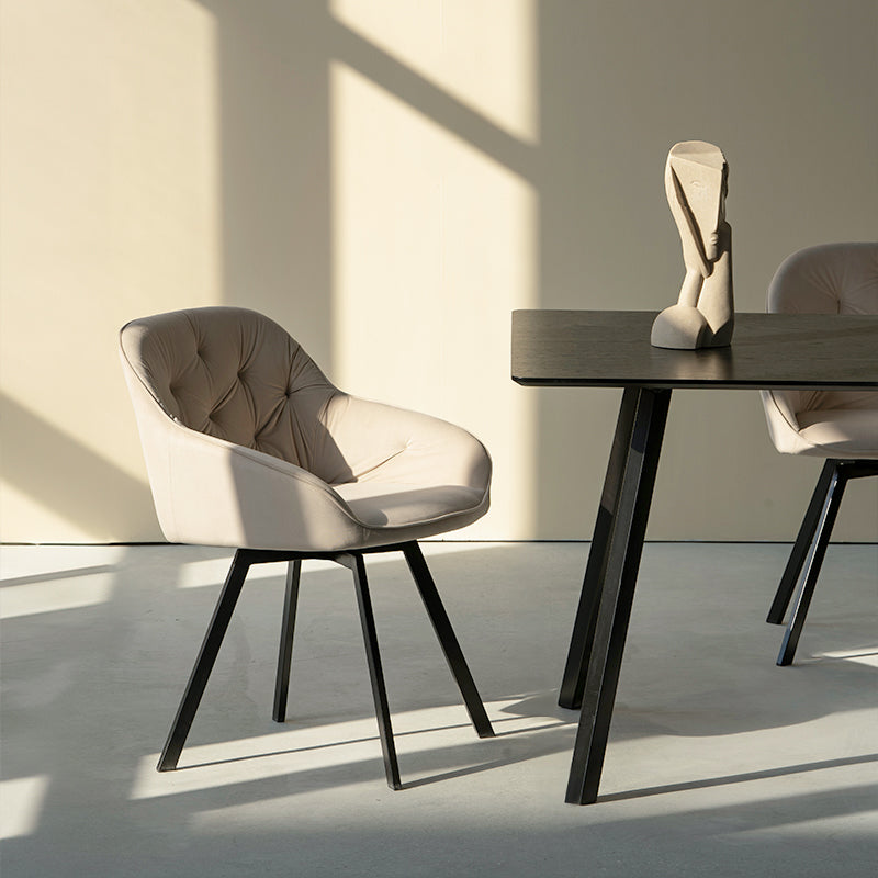 Keaton 360° Draaibare Eetkamerstoel met Dikke Bekleding van Fluweel [Set van 2] [Fluweel]