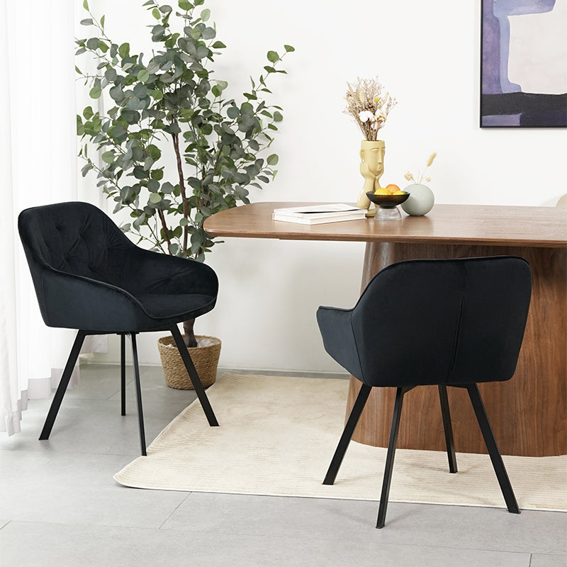 Keaton 360° Draaibare Eetkamerstoel met Dikke Bekleding van Fluweel [Set van 2] [Fluweel]