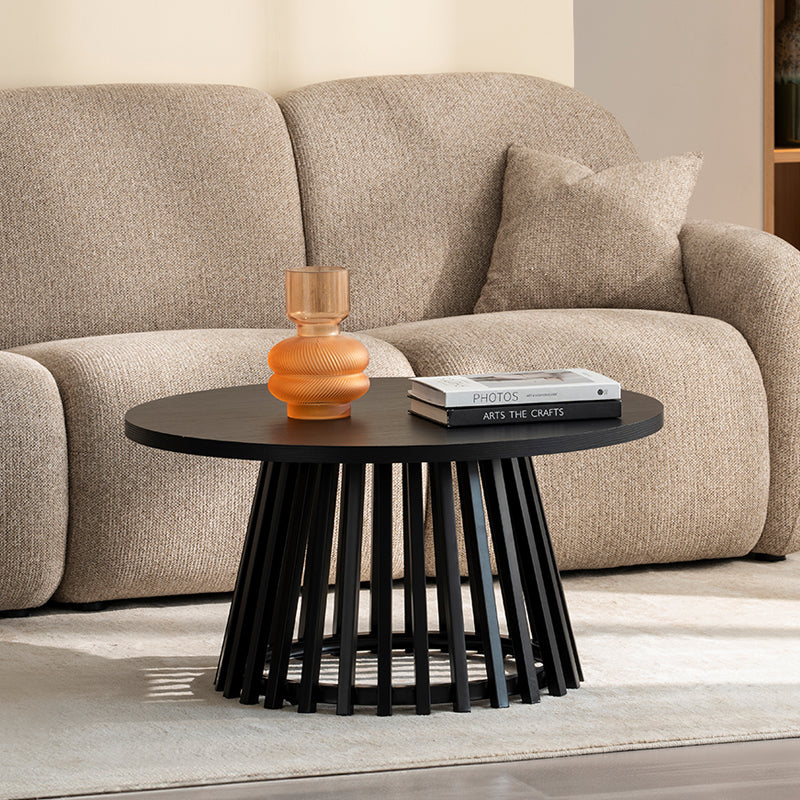 Veronica S Ronde Salontafel [Hout en Zwart] [80 cm]