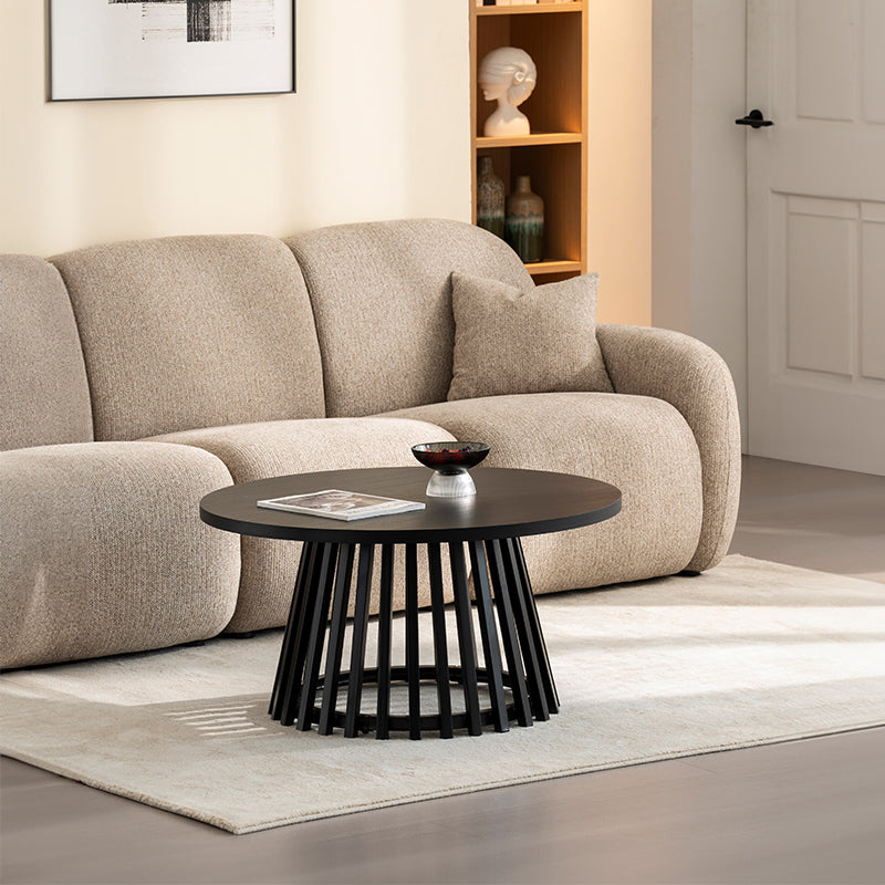 Veronica S Ronde Salontafel [Hout en Zwart] [80 cm]