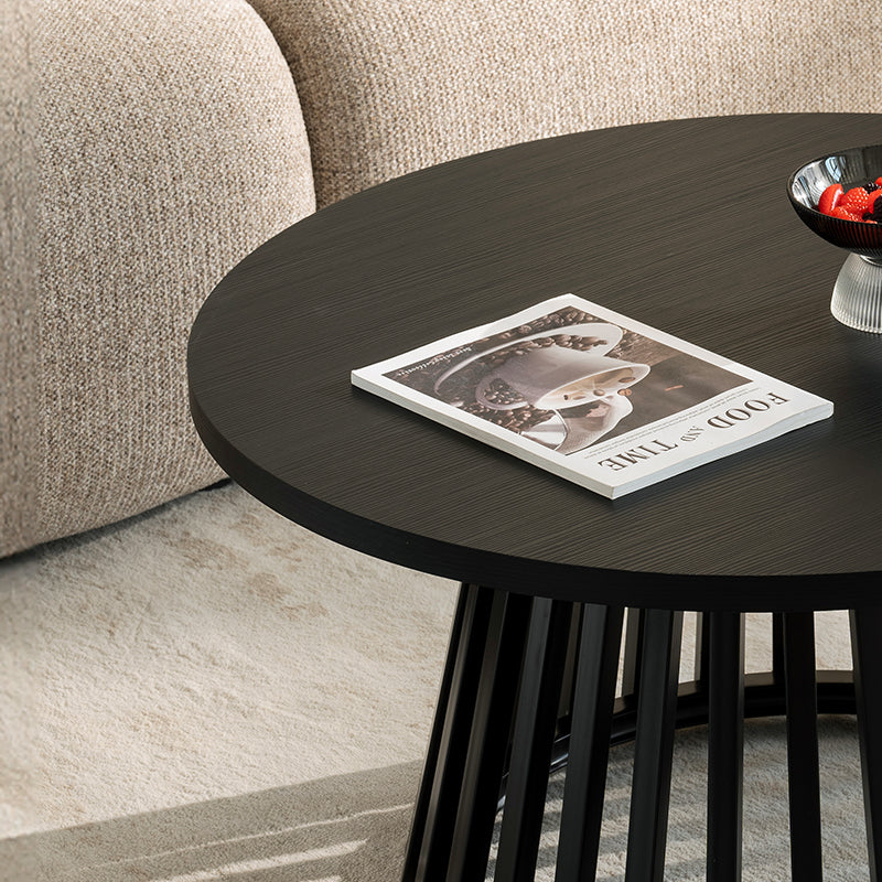 Veronica S Ronde Salontafel [Hout en Zwart] [80 cm]