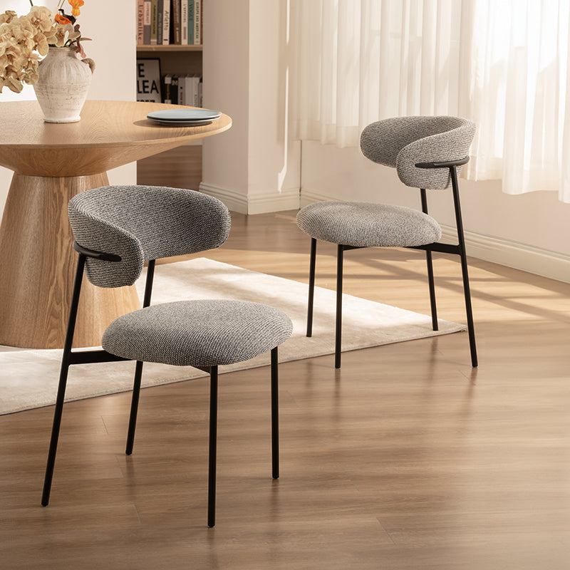 Zahra Eetkamerstoel [Set van 2] [Boucle Stof][Linnen look stof] [⌀ 1,9 cm]