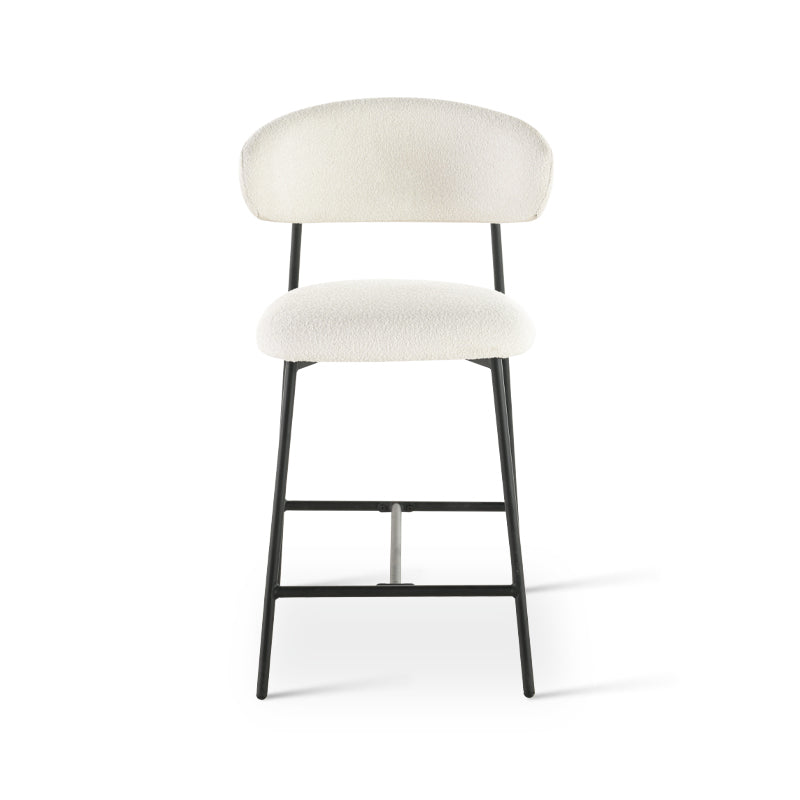 Barhocker Zahra [2er Set] [Weiß] [Boucle-Stoff] [65 cm] Ofcasafurniture DE