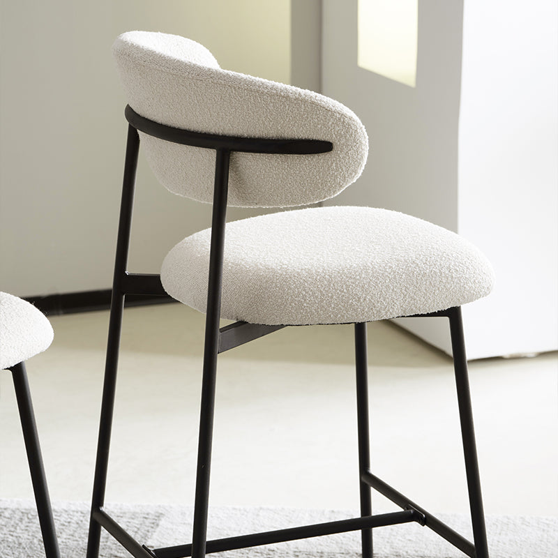 Barhocker Zahra [2er Set] [Weiß] [Boucle-Stoff] [65 cm] Ofcasafurniture DE