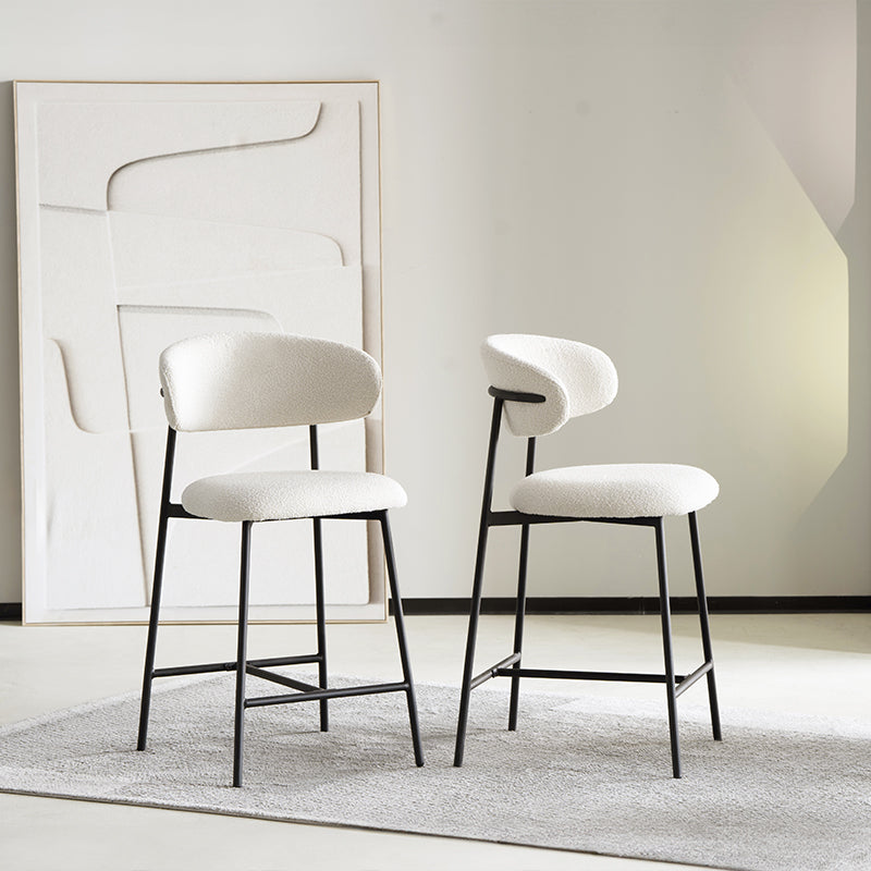 Barhocker Zahra [2er Set] [Weiß] [Boucle-Stoff] [65 cm] Ofcasafurniture DE