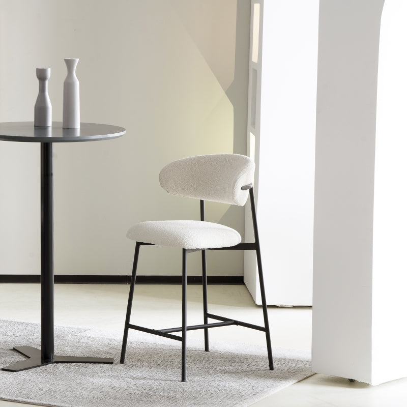 Barhocker Zahra [2er Set] [Weiß] [Boucle-Stoff] [65 cm] Ofcasafurniture DE