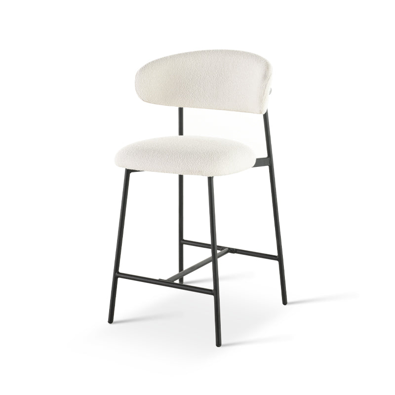 Barhocker Zahra [2er Set] [Weiß] [Boucle-Stoff] [65 cm] Ofcasafurniture DE